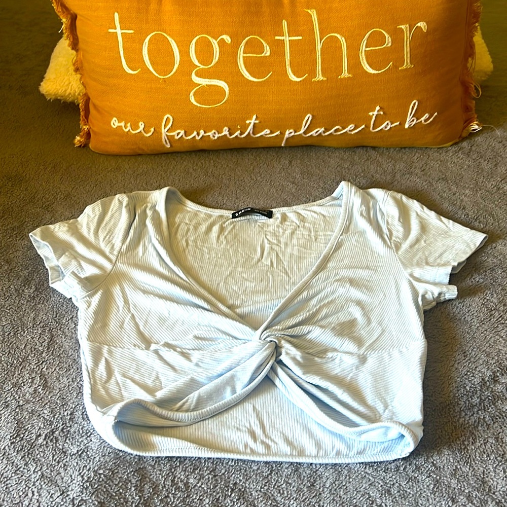 shein size s cotton baby blue crop top never used